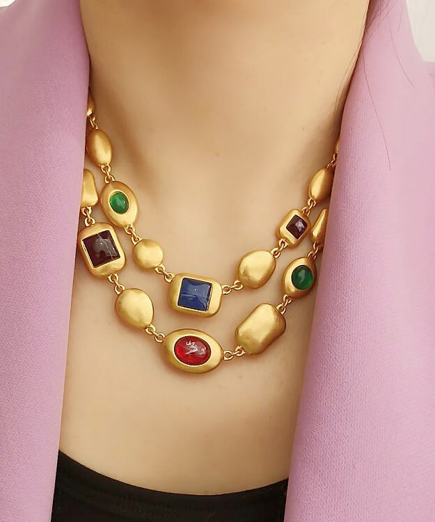 Gold Copper Overgild Bilayer Coloured Glaze Necklace