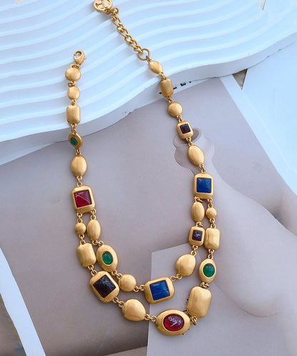 Gold Copper Overgild Bilayer Coloured Glaze Necklace