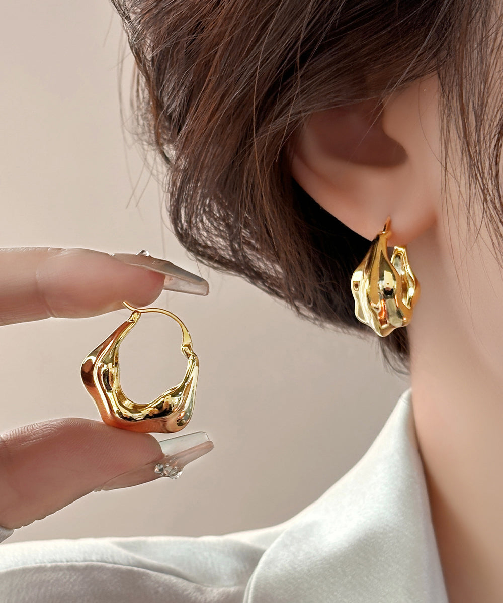 Overgild Gold Earrings Copper Hoop