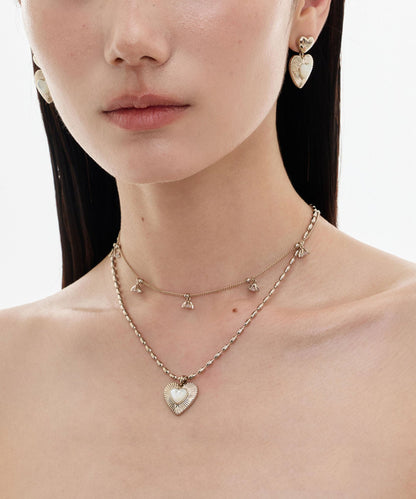 Gold Copper Overgild Love Shell Double-layer Pendant Necklace