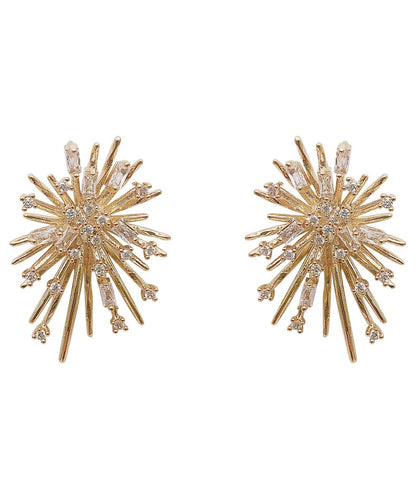 Gold Sterling Silver Overgild Zircon Fireworks Stud Earrings