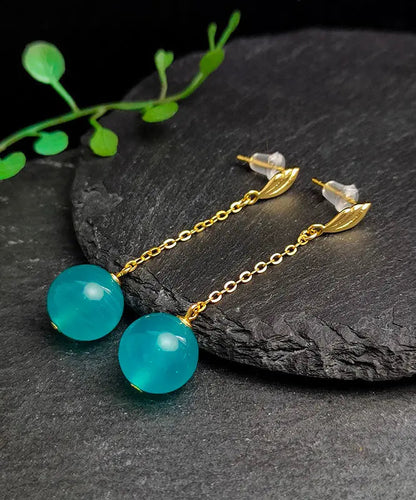 Sterling Silver Blue Gem Stone Drop Earrings