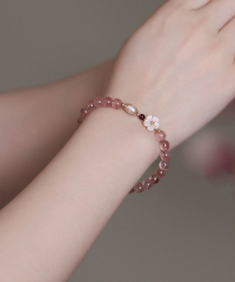 Fine Pink Alloy Crystal Chain Bracelet