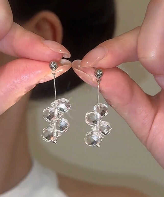 Fine Silk Copper Crystal Ball Tassel Drop Earrings