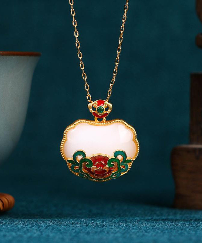 Fine White Ruyi Longevity Lock Necklace Advanced Sense Collar Chain Necklaces Kx1062