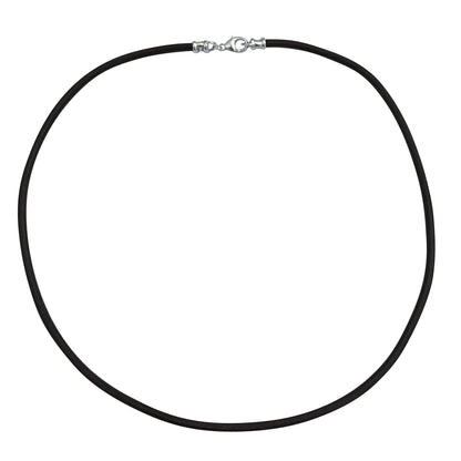 Sterling Silver 3mm Thick Black Leather Cord Necklace