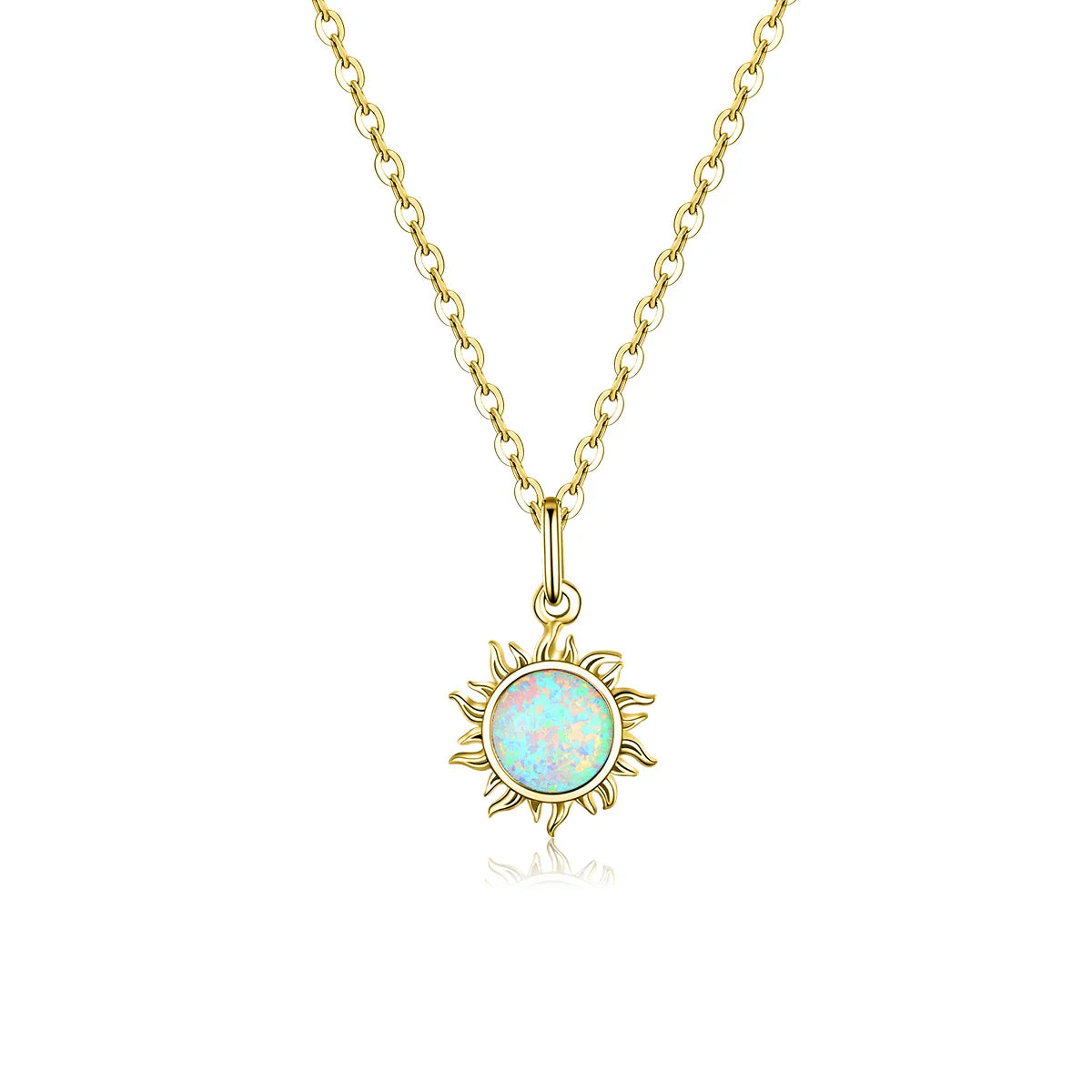 Sterling Silver Opal Sun Necklace