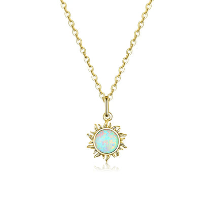 Sterling Silver Opal Sun Necklace