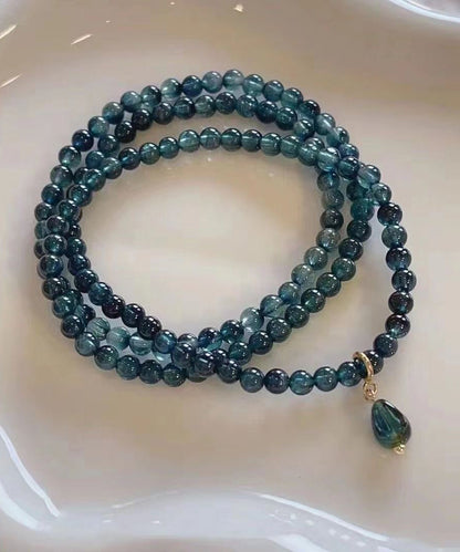 Handmade Blue Sterling Silver Overgild Gem Stone Tassel Charm Bracelet Kx1035