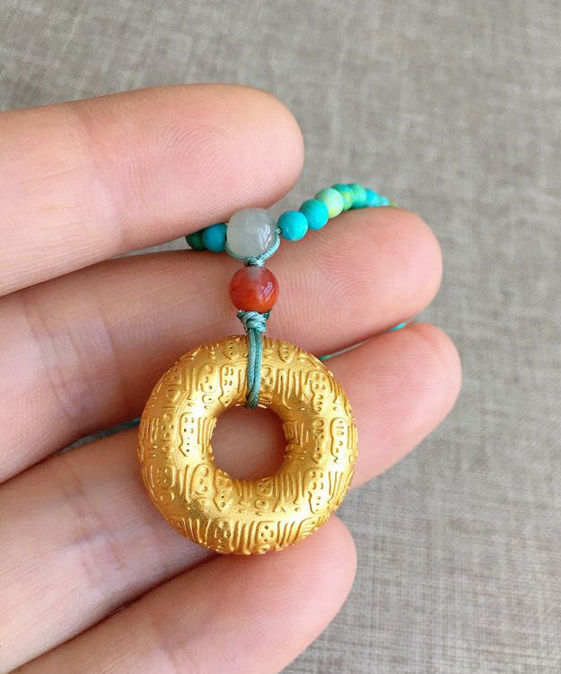 Handmade Light Green Handmade Jade Turquoise Tassel Pendant Necklace