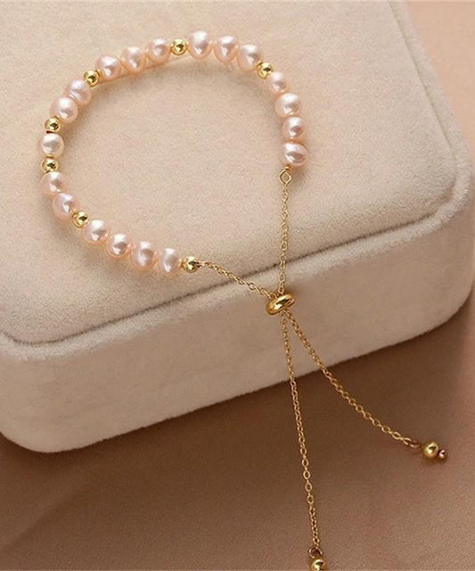Handmade Original Design Pink Pearl 14k Gold Bracelet