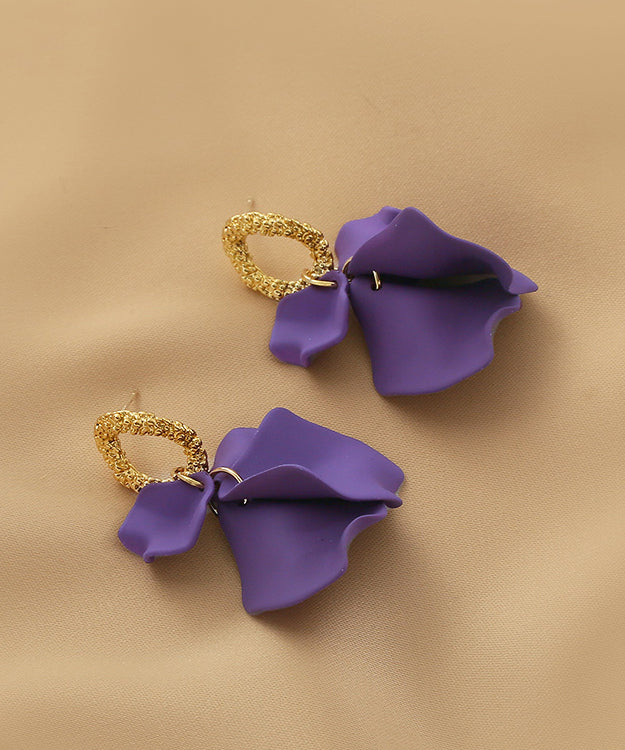 Handmade Purple Alloy Acrylic Hoop Earrings Ly1803