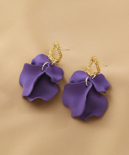 Handmade Purple Alloy Acrylic Hoop Earrings Ly1803