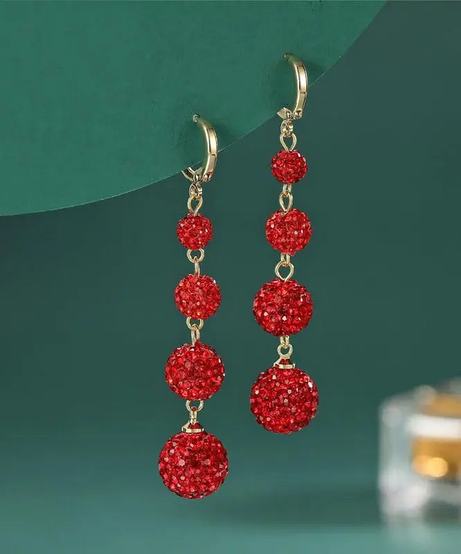 Copper Zircon Tassel Drop Earrings
