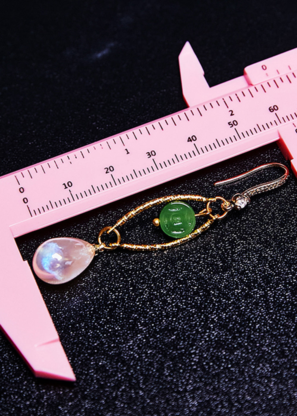 Handmade White Teardrop Gem Stone Boutique Jade Drop Earrings
