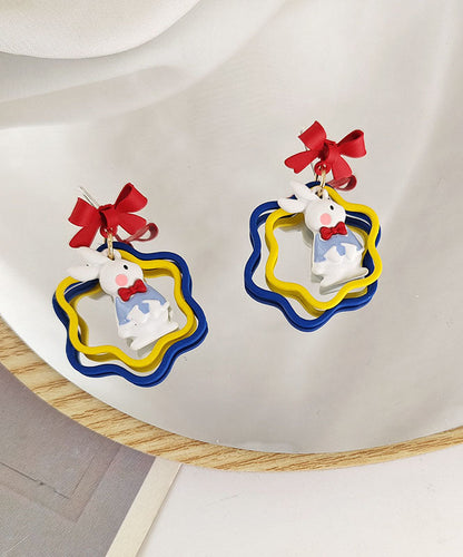 Bow Rabbit Fine Metal Drop Earrings