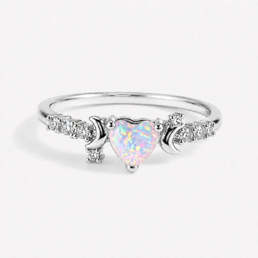Moon Goddess Embrace Opal Heart Ring