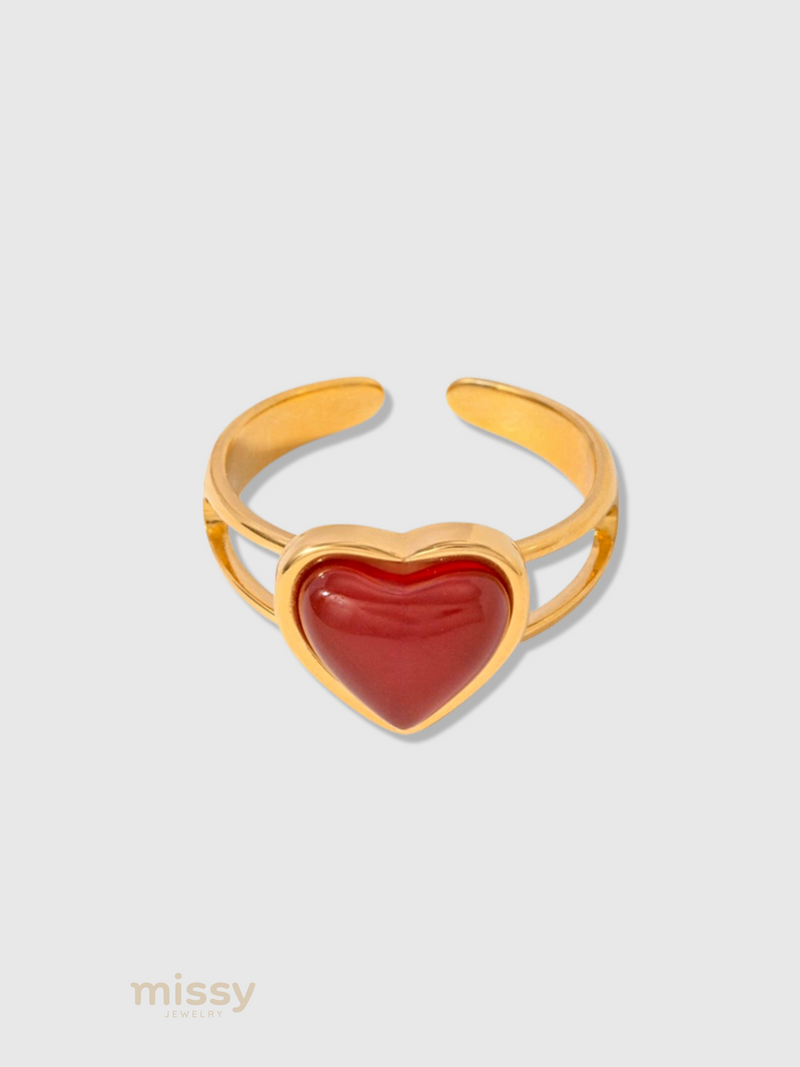 Allura Red Agate Heart Ring