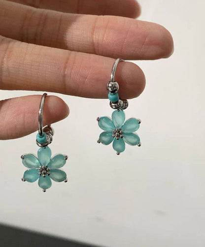 Modern Blue Stainless Steel Hoop Earrings