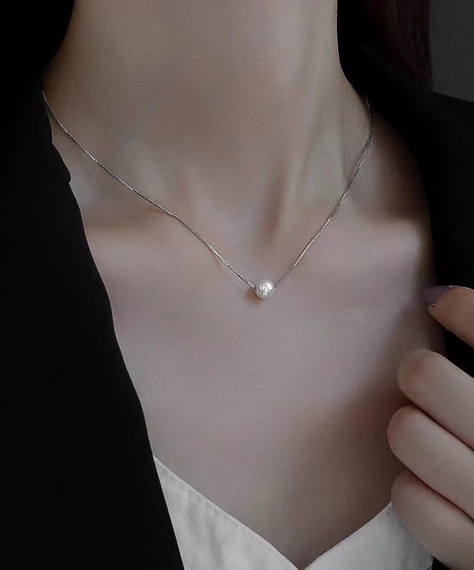 Modern Gold Sterling Silver Overgild Pearl Necklace Po069