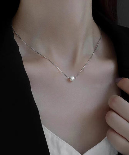 Modern Gold Sterling Silver Overgild Pearl Necklace Po069