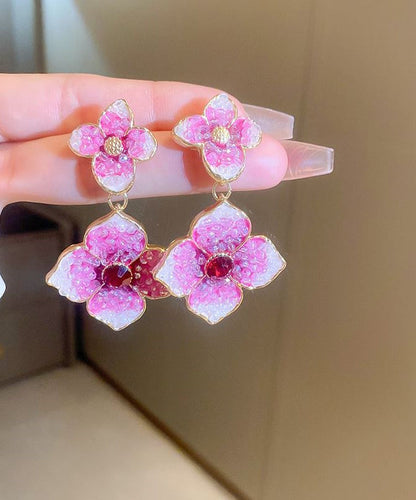 Modern Rose Gradient Color Alloy Zircon Drop Earrings Gh1013