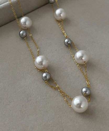 New Pearl 14k Gold Layered Light Necklace