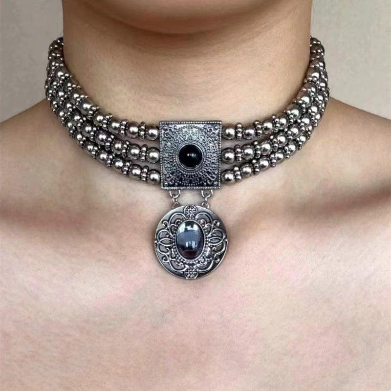 American Layered Titanium Steel Choker Necklace