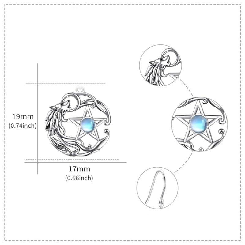 Lunar Wolf Pentacle Earrings