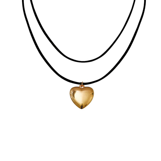 Adjustable Korean Velvet Choker With Big Heart Pendant Necklace