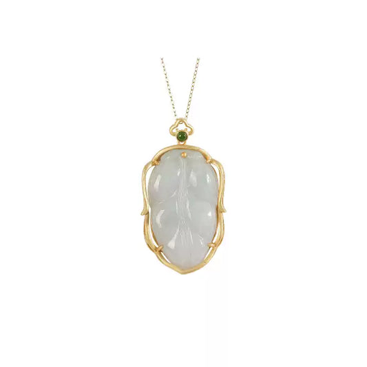 Willa Carved Jade Leaf Pendant