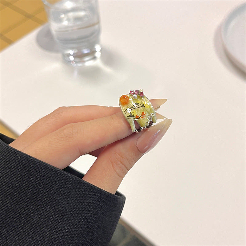 Janya Butterfly Enamel Stacked Ring