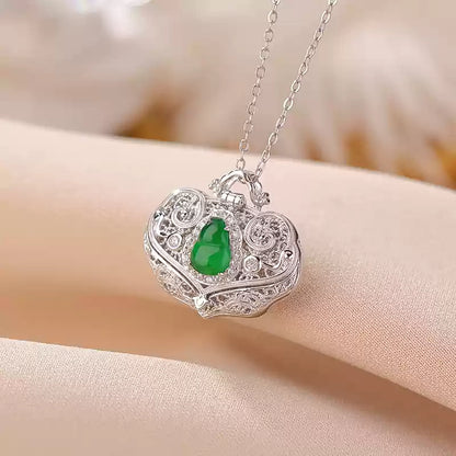 Hope Emerald Teardrop Filigree Pendant Necklace