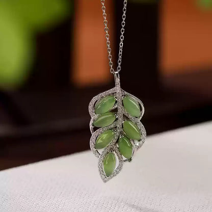 Jade Leaf Pendant Necklace