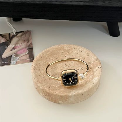 Square Pearl Bracelet Watch