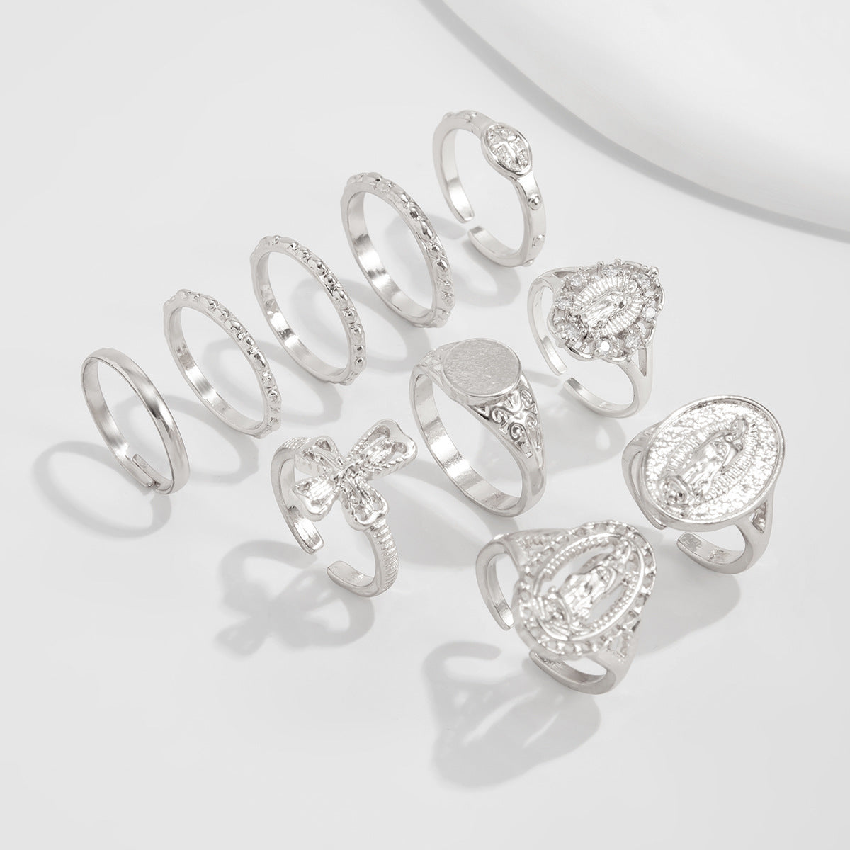 Lea Crown Cross Ring 10pcs Set