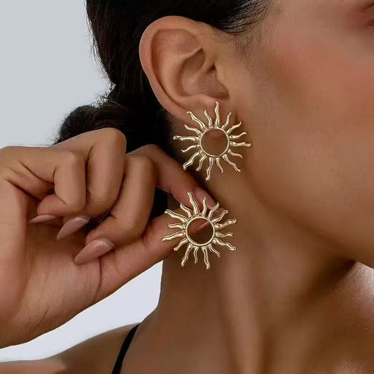 Xandria Golden Sunflower Stud Earrings