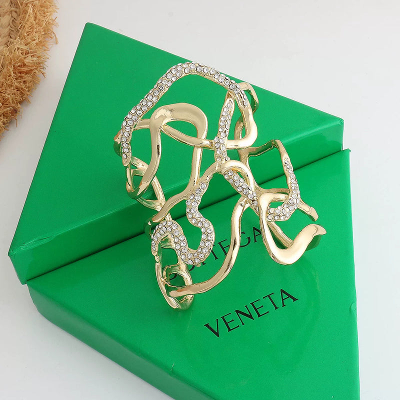 Rhinestone Vine Twisted Bangle Bracelet