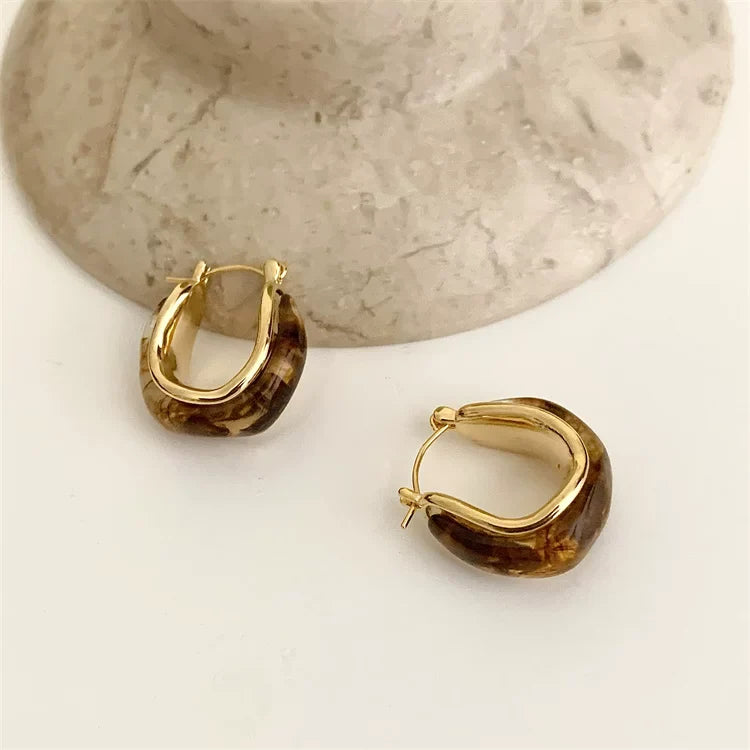 Amber Geometric Stud Earrings