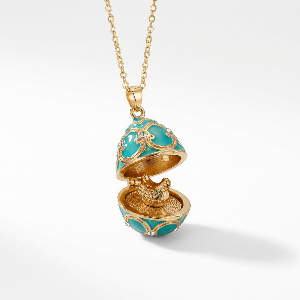 Enameled Egg Pendant Necklace