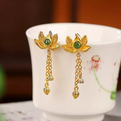 Lotus Jade Dangle Earrings