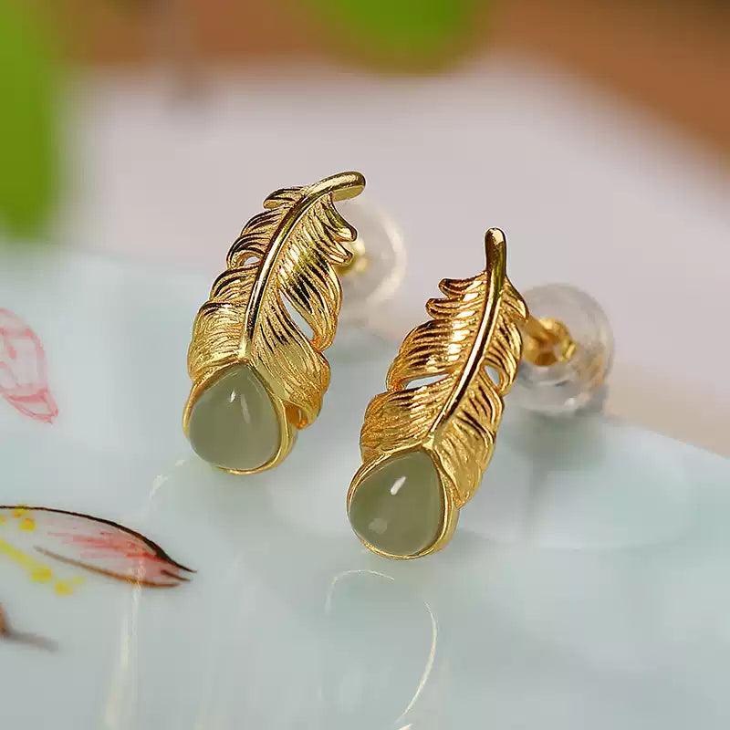 Ophelia Jade Leaf Drop Earrings