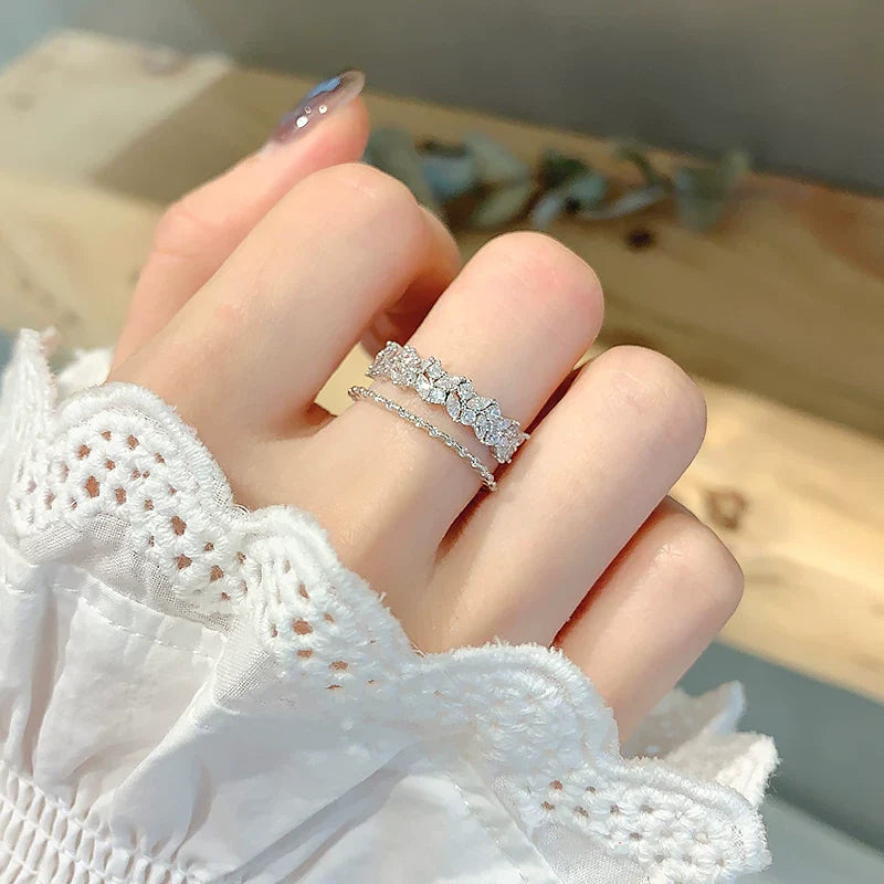 Dainty Leaf Zircon Open Ring