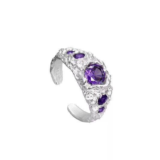 Rielle Amethyst Halo Sterling Silver Ring