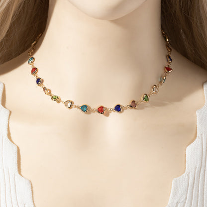 Jasmin Crystal Heart Tassel Necklace