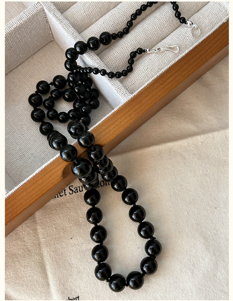 Luna Black Onyx Beaded Necklace