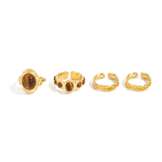 Organic Gemstone Open Ring Set