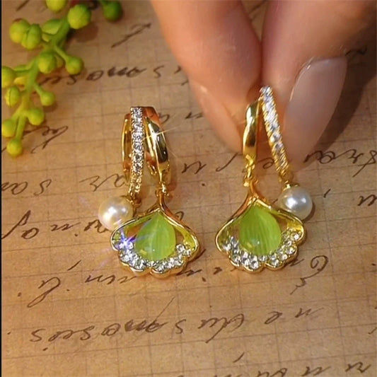 Leidy Ginkgo Pearl Drop Earrings