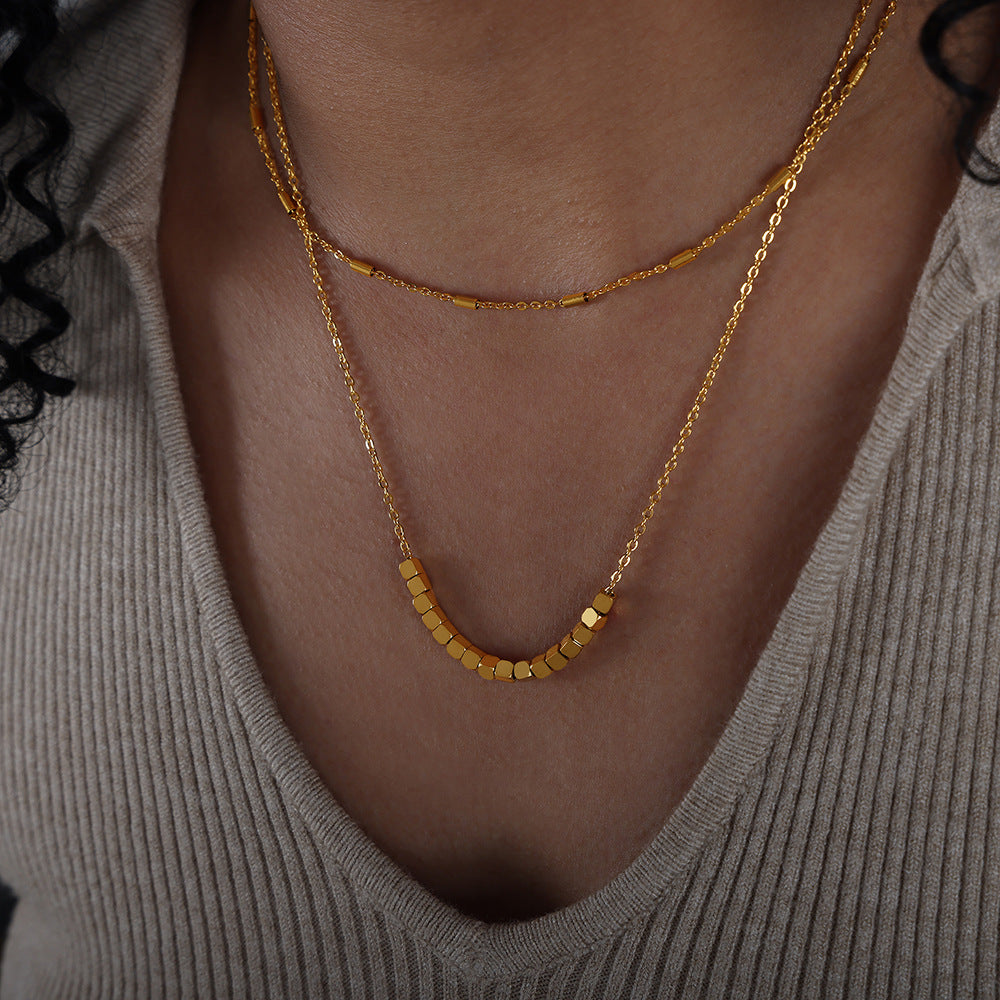 Gloriana Layered Square Bead Necklace