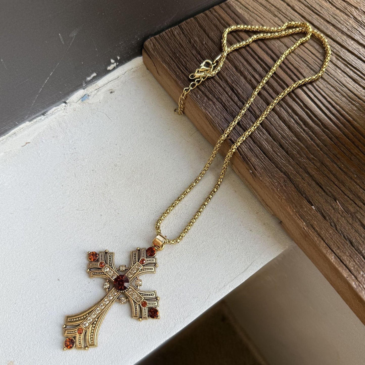 Karmella Retro Cross Necklace